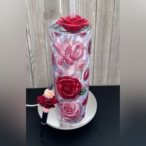 Floral XO Valentines Day tumbler